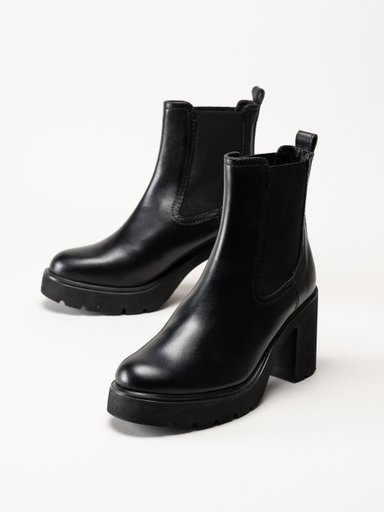 Unisa - KLINO_F25_STT - Svarta högklackade boots i skinn