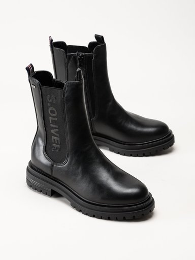 S.Oliver - Svarta boots i skinnimitation