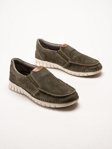 Bugatti - Gröna slip on skor i mocka