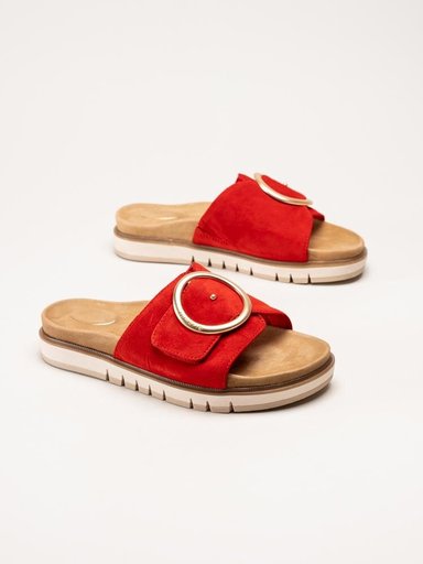 Tamaris - Wide fit - Röda sandaler i mocka