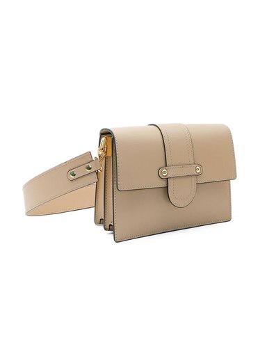 Latalia - Atri - Beige elegant axelväska boxmodell i skinn